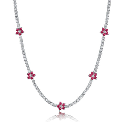 [CiCi]Luxurious Colorful Flower Tennis Necklace