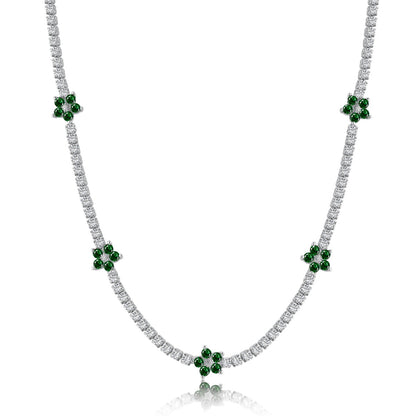 [CiCi]Luxurious Colorful Flower Tennis Necklace