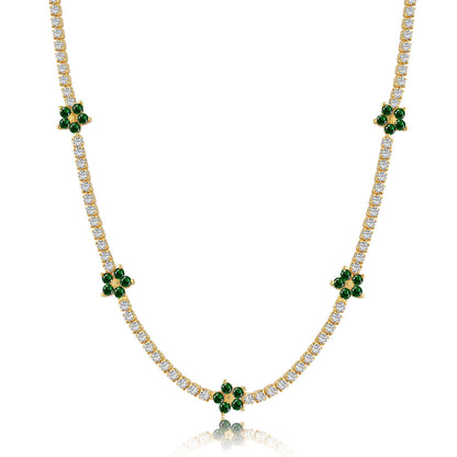 [CiCi]Luxurious Colorful Flower Tennis Necklace