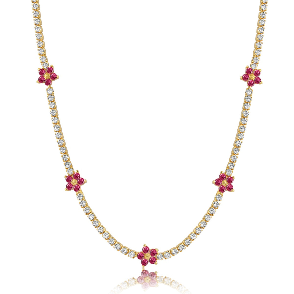 [CiCi]Luxurious Colorful Flower Tennis Necklace