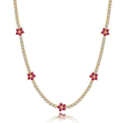 [CiCi]Luxurious Colorful Flower Tennis Necklace
