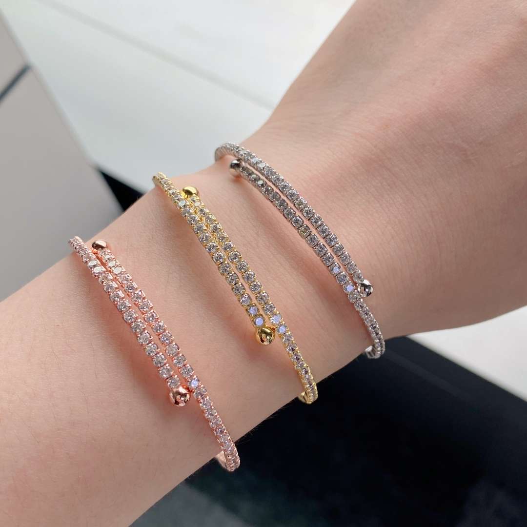 [CiCi]Row of Diamonds Round Fashion Bracelet