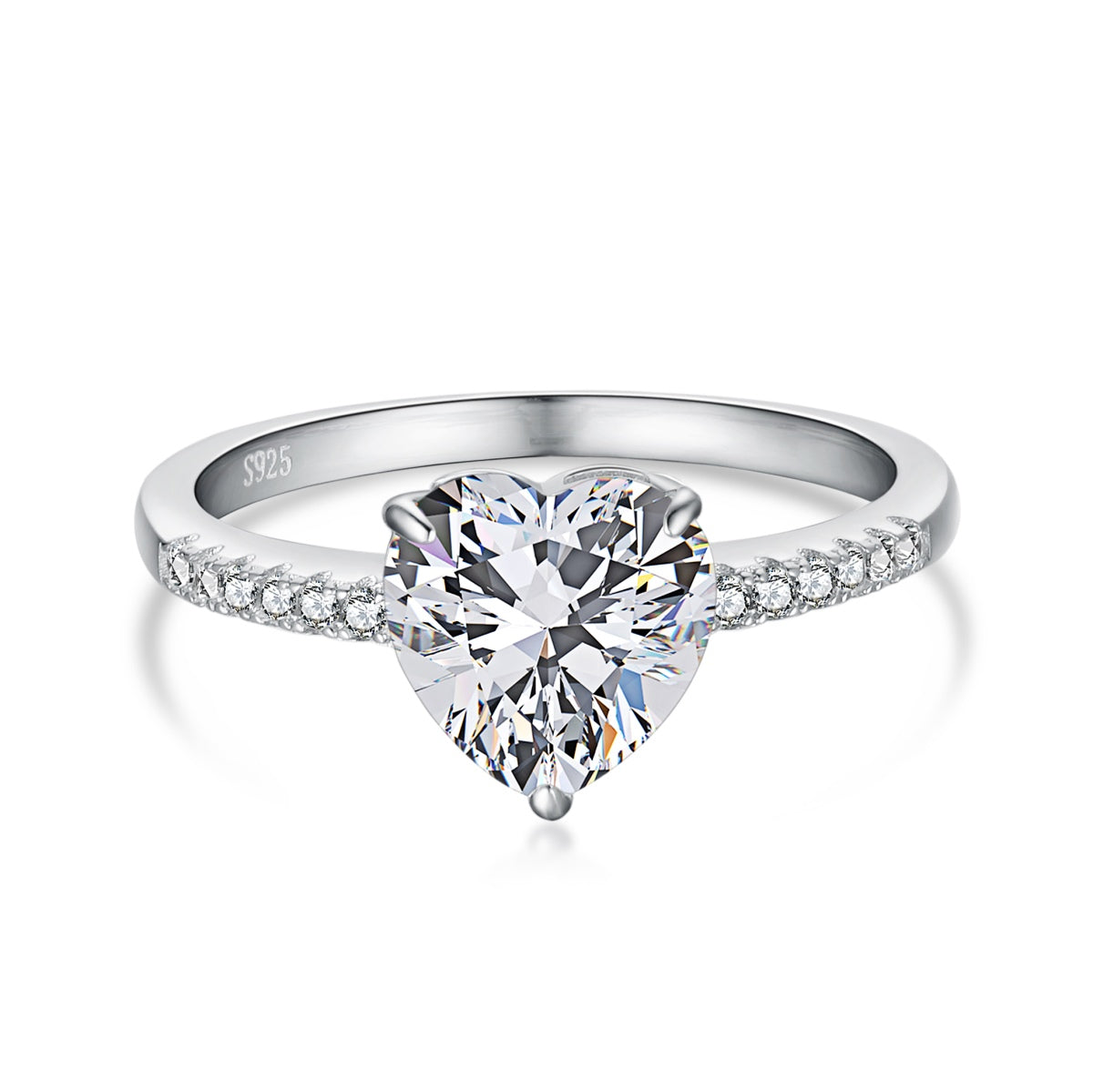 [CiCi]2.0 Carat Dazzling Lustrous Heart Cut Lover Ring
