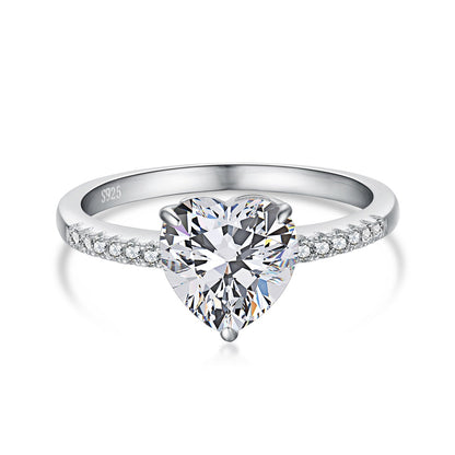 [CiCi]2.0 Carat Dazzling Lustrous Heart Cut Lover Ring