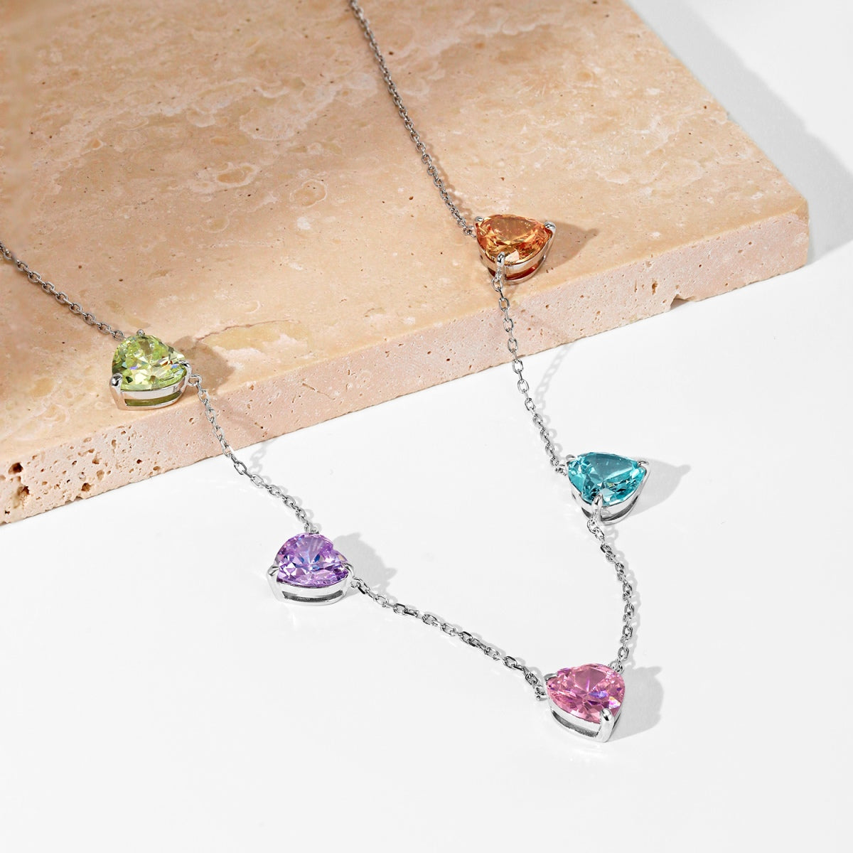 [CiCi]Sparkling Colorful Heart Cut Necklace