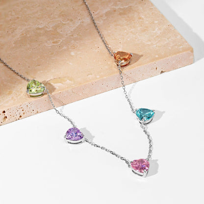 [CiCi]Sparkling Colorful Heart Cut Necklace