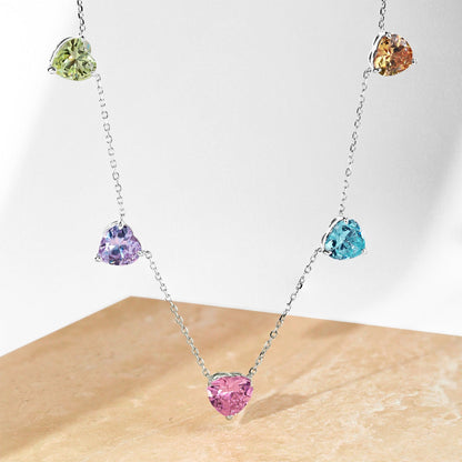 [CiCi]Sparkling Colorful Heart Cut Necklace