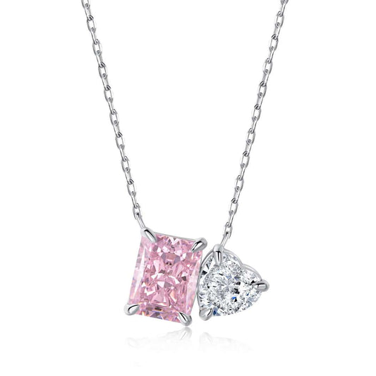 [CiCi]Dazzling Square & Heart Shape Necklace
