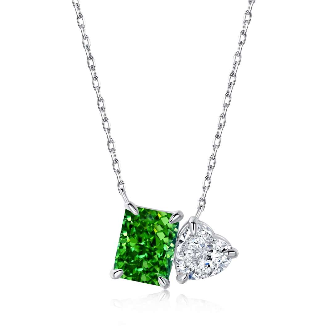 [CiCi]Dazzling Square & Heart Shape Necklace