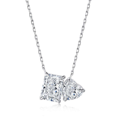 [CiCi]Dazzling Square & Heart Shape Necklace