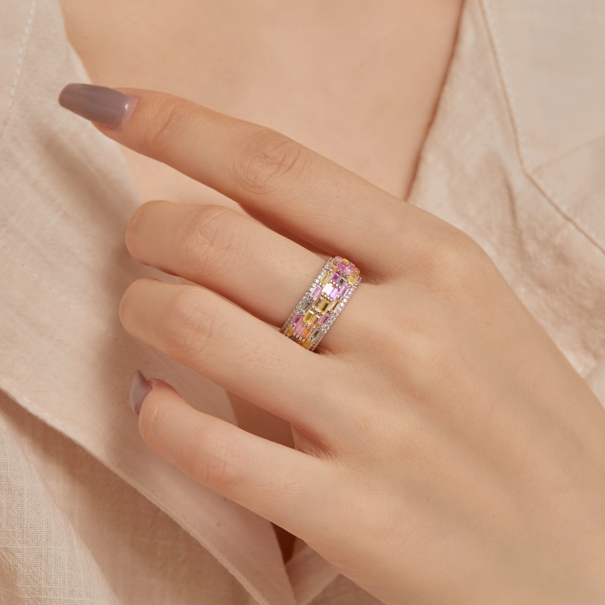 [CiCi]Radiant Colorful Radiant Cut Daily Ring