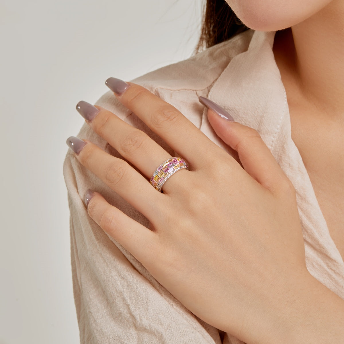 [CiCi]Radiant Colorful Radiant Cut Daily Ring