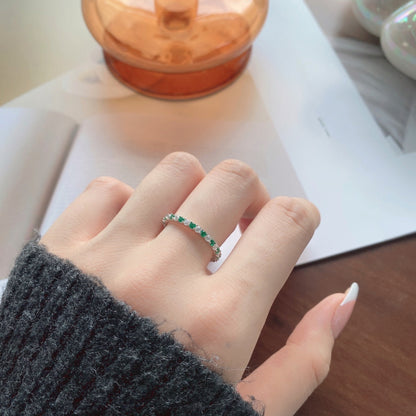 [CiCi]Exquisite Colorful Round Cut Tennis Ring