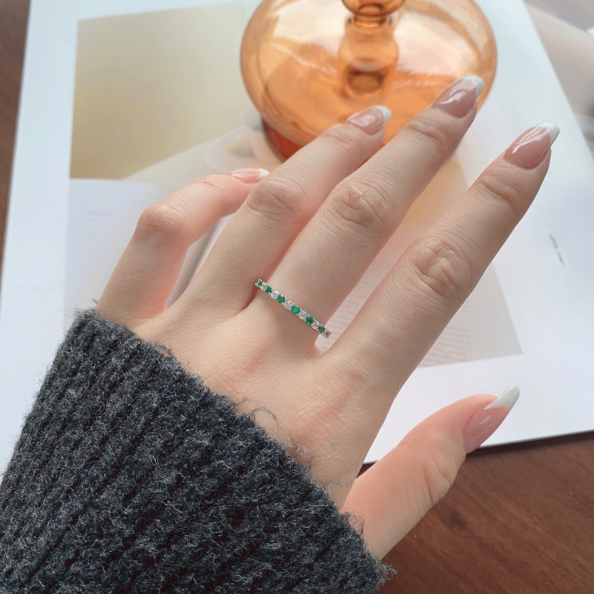 [CiCi]Exquisite Colorful Round Cut Tennis Ring