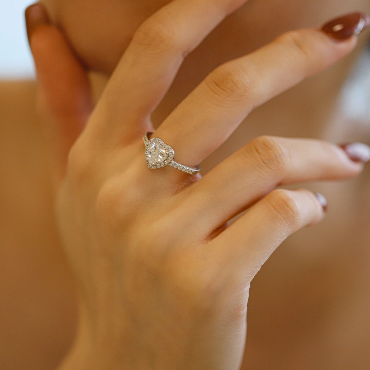[CiCi]Eternity Splashy Romantic Heart Shape Lover Ring