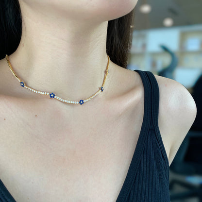 [CiCi]Luxurious Colorful Flower Tennis Necklace