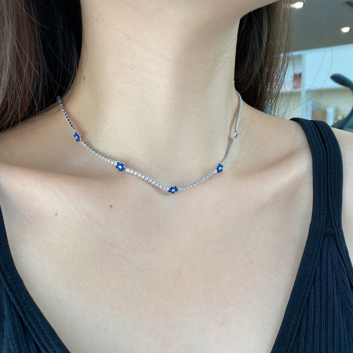 [CiCi]Luxurious Colorful Flower Tennis Necklace