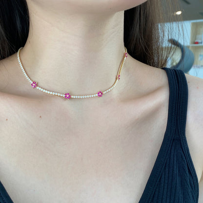 [CiCi]Luxurious Colorful Flower Tennis Necklace