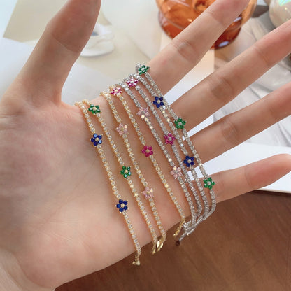 [CiCi] Funkelndes Blumen-Tennisarmband