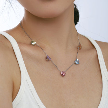 [CiCi]Sparkling Colorful Heart Cut Necklace