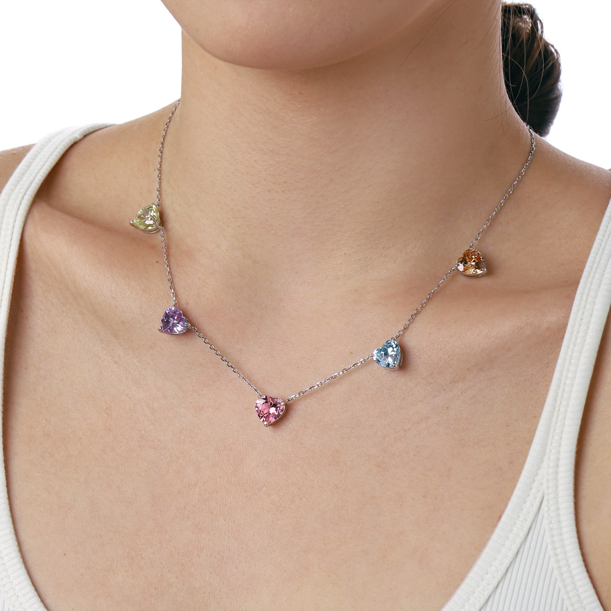 [CiCi]Sparkling Colorful Heart Cut Necklace