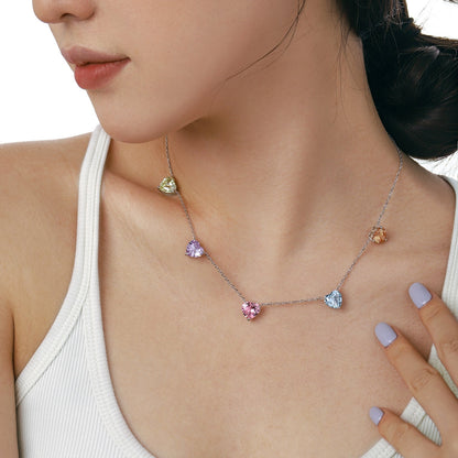 [CiCi]Sparkling Colorful Heart Cut Necklace