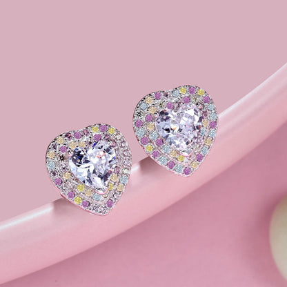 [CiCi]Dazzling Heart Shape Lover Earrings