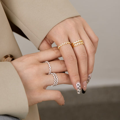 [CiCi]Delicate Enchanting Wave Shape Daily Ring
