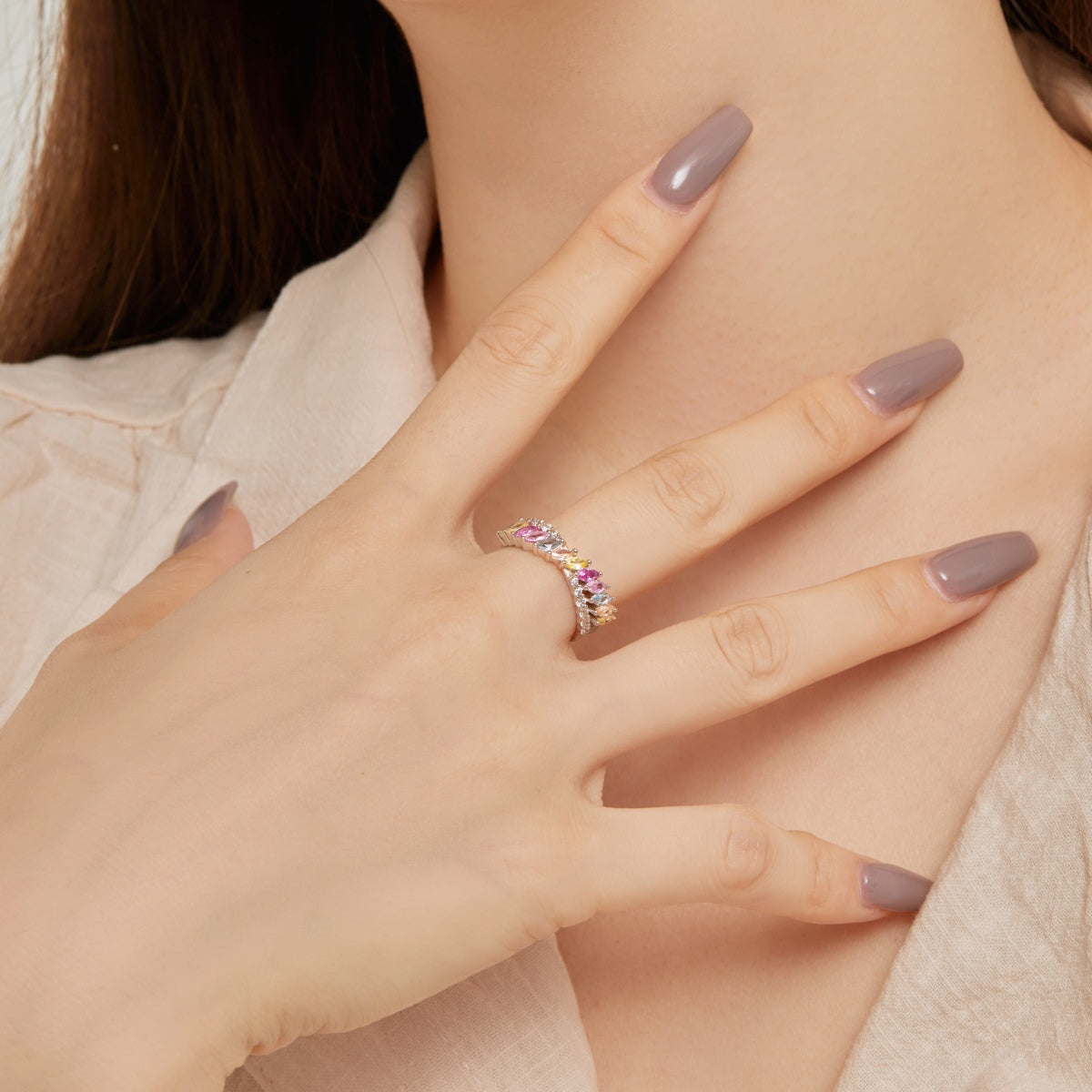 [CiCi]Unique Colorful Marquise Cut Daily Ring