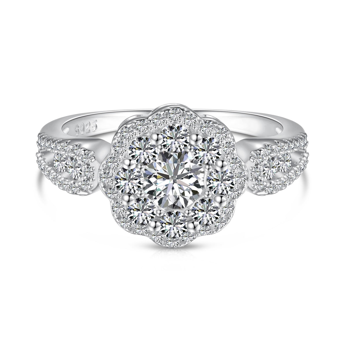 [CiCi]Delicate Colorful Round Cut Flower Shape Wedding Ring