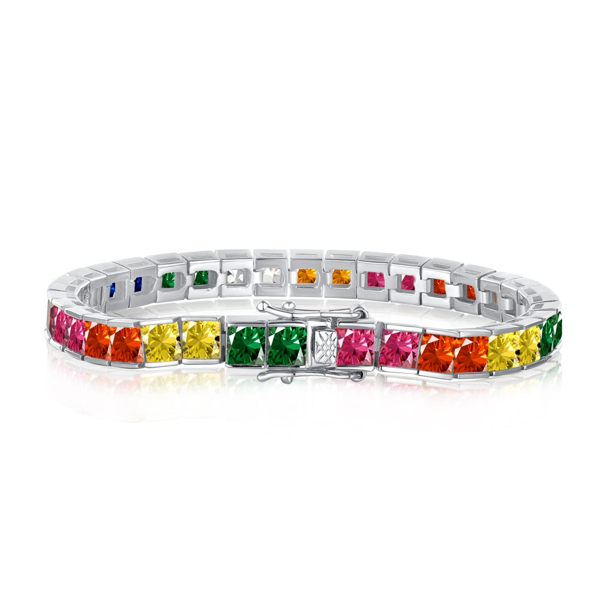 [CiCi]Radiant Colorful Princess Cut Tennis Bracelet