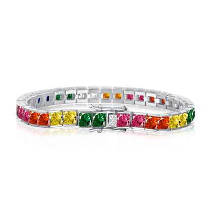 [CiCi]Radiant Colorful Princess Cut Tennis Bracelet