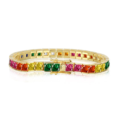 [CiCi]Radiant Colorful Princess Cut Tennis Bracelet