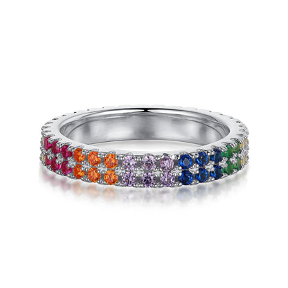 [CiCi]Unique Colorful Round Cut Tennis Ring