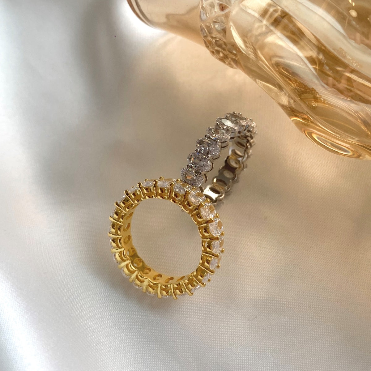 [CiCi]Ornate Oval Cut Tennis Ring
