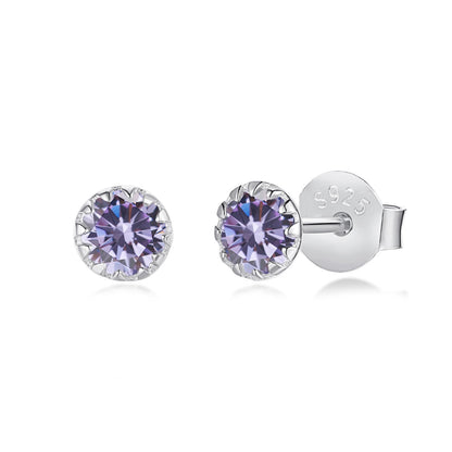 [CiCi]Sparkling Colorful Round Shape Earrings