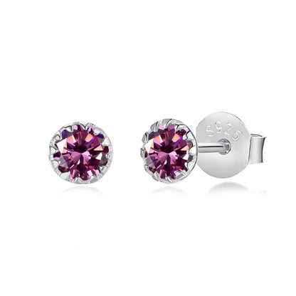 [CiCi]Sparkling Colorful Round Shape Earrings