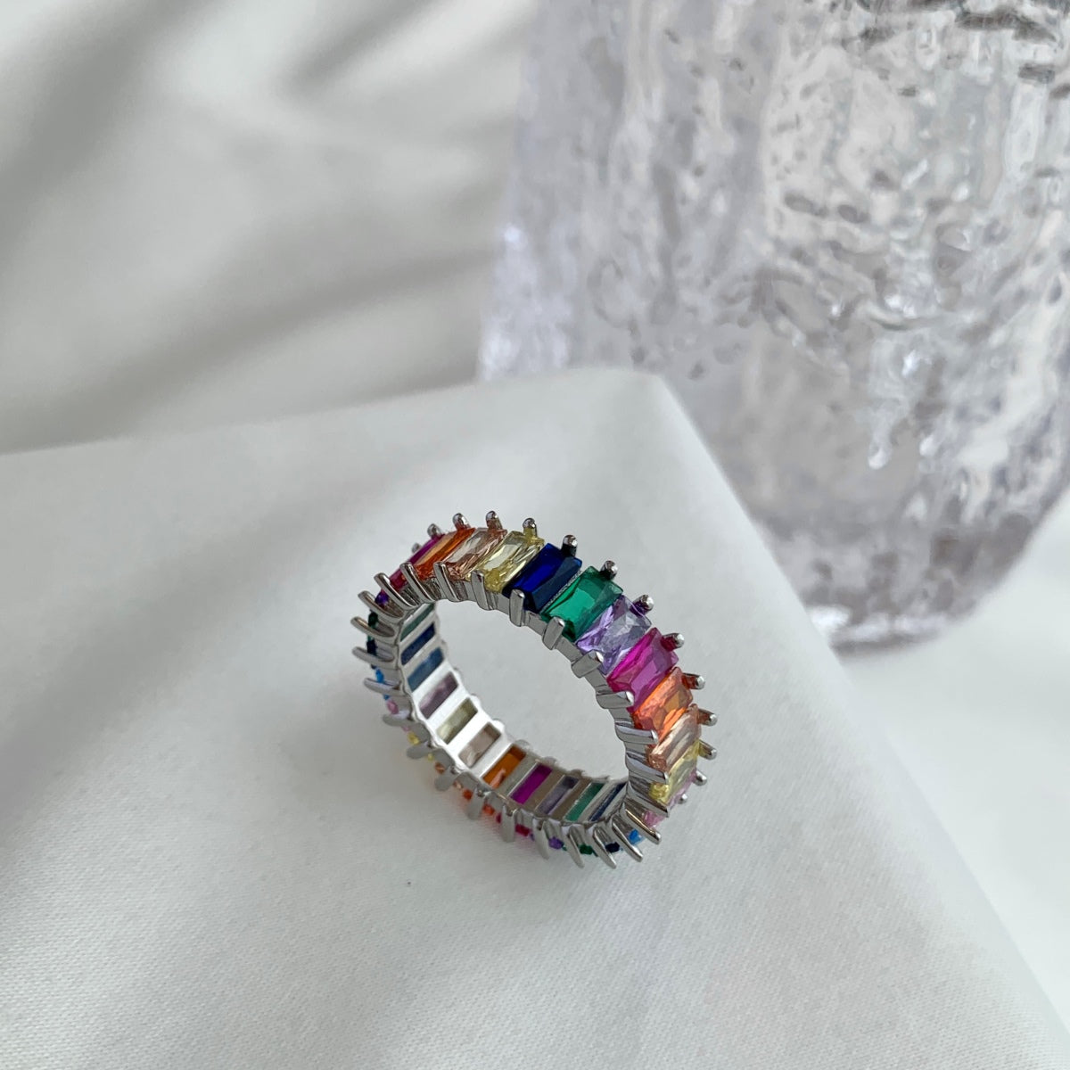 [CiCi]Unique Colorful Radiant Cut RIng
