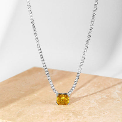 [CiCi]4.0 Carat Elegant Radiant Cut Necklace