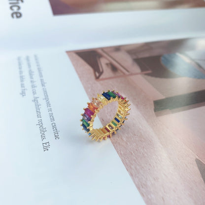 [CiCi]Unique Colorful Radiant Cut RIng