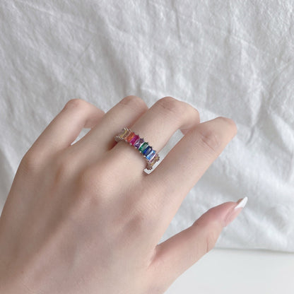 [CiCi]Unique Colorful Radiant Cut RIng