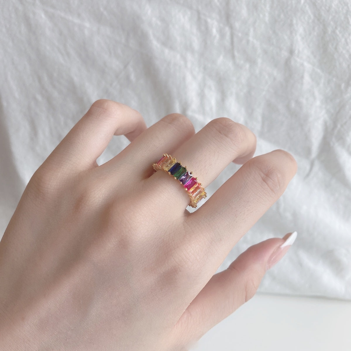[CiCi]Unique Colorful Radiant Cut RIng