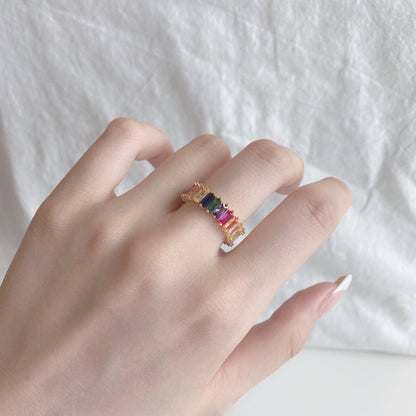 [CiCi]Unique Colorful Radiant Cut RIng