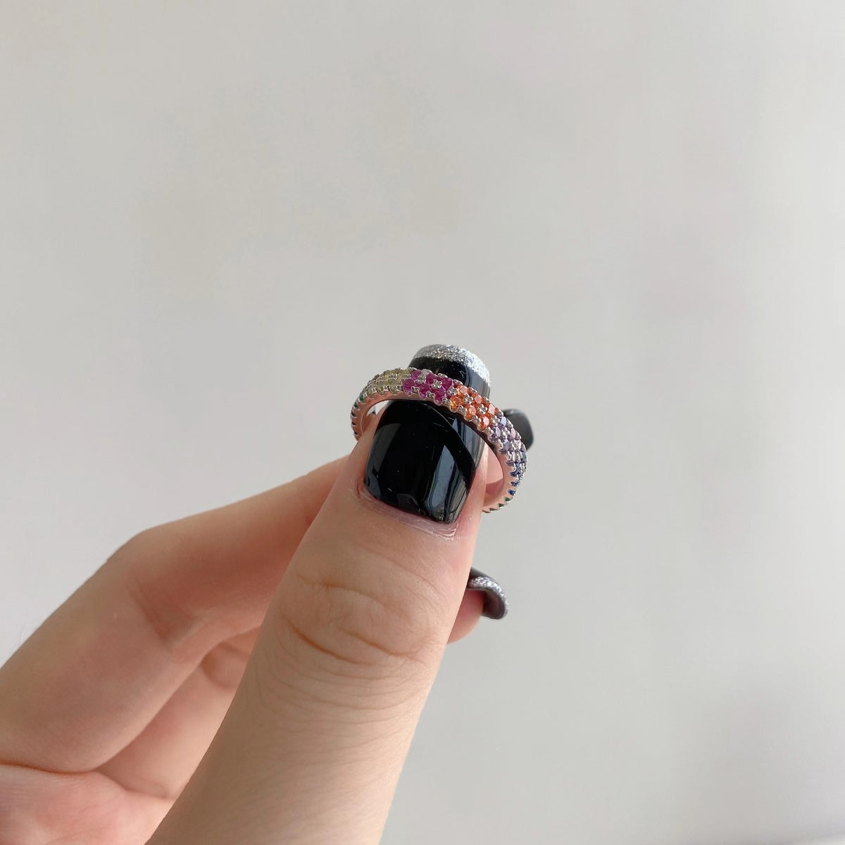[CiCi]Unique Colorful Round Cut Tennis Ring