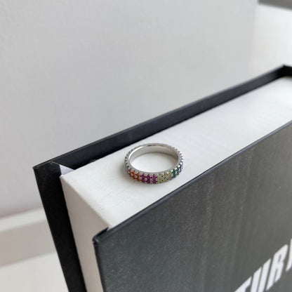 [CiCi]Unique Colorful Round Cut Tennis Ring