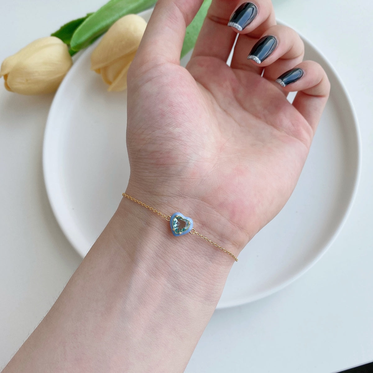 [CiCi]Sparkling Romantic Heart Shape Lover Bracelet