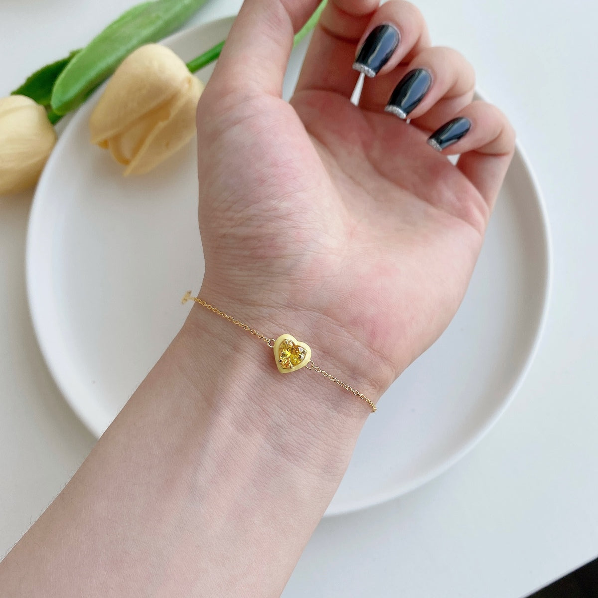 [CiCi]Sparkling Romantic Heart Shape Lover Bracelet