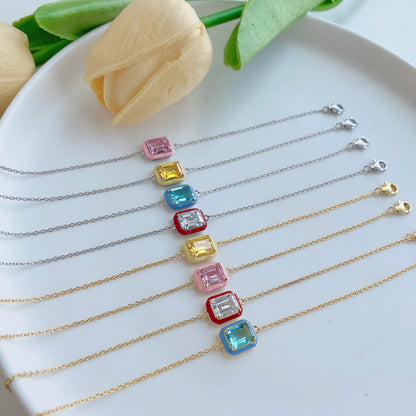 [CiCi]2.0 Carat Sparkling Colorful Emerald Cut Daily Bracelet