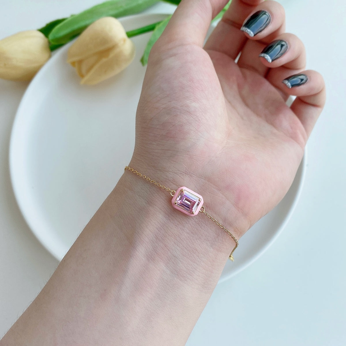 [CiCi]2.0 Carat Sparkling Colorful Emerald Cut Daily Bracelet