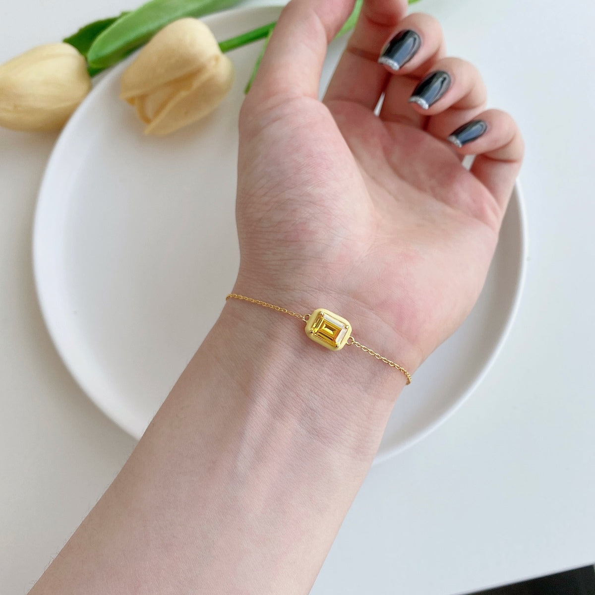 [CiCi]2.0 Carat Sparkling Colorful Emerald Cut Daily Bracelet